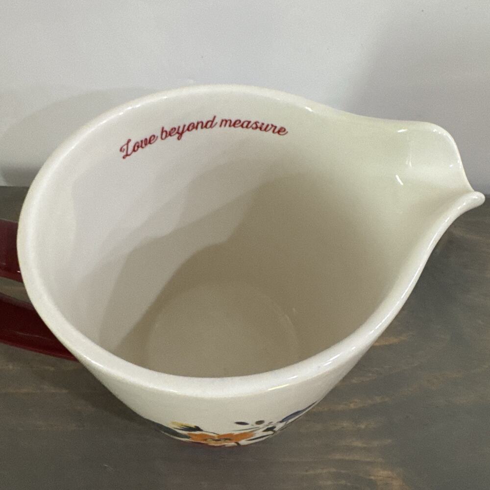 Pioneer Woman Floral 4 Cup 1 Quart Stoneware Love Beyond Measuring Cup Pitcher - Picture 5 of 11